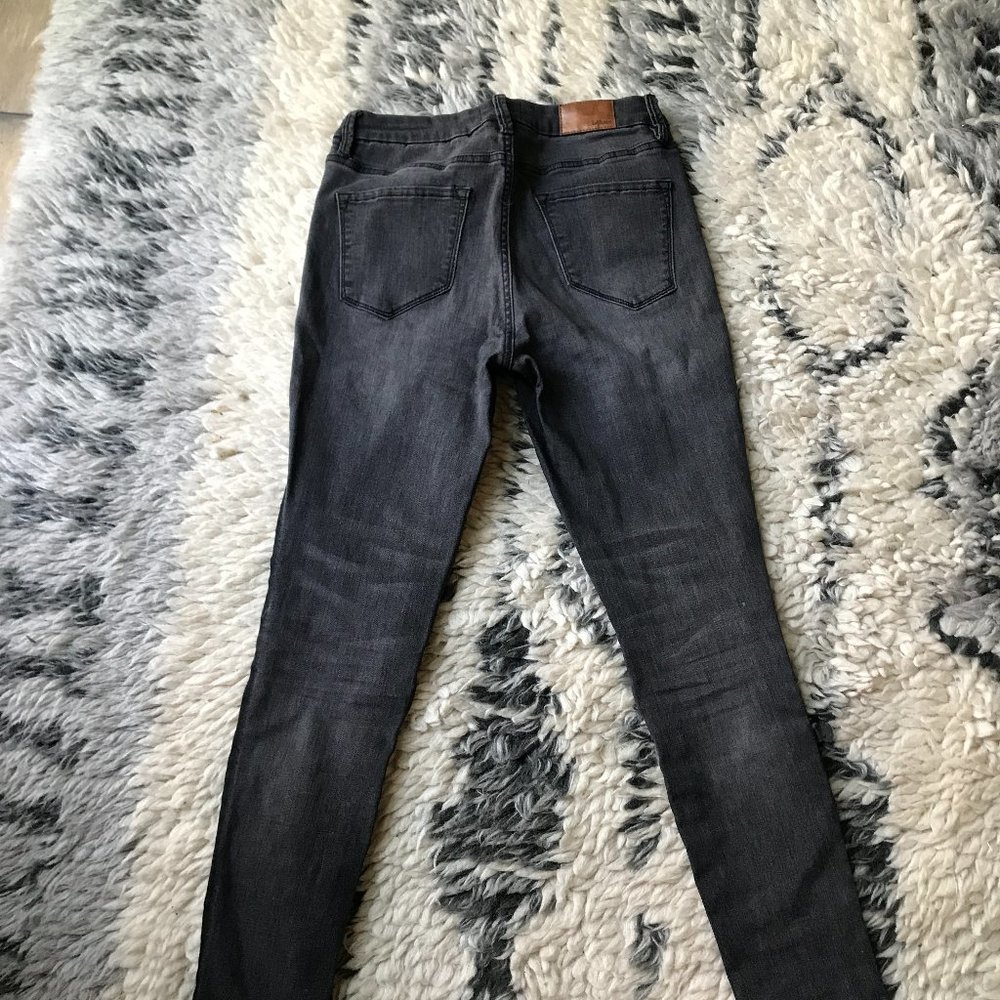 Smokey Grey Stretchy Jeans with black stripes